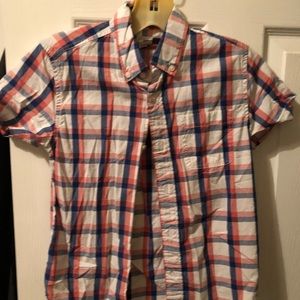 J crew plaid red and blue boys shirt